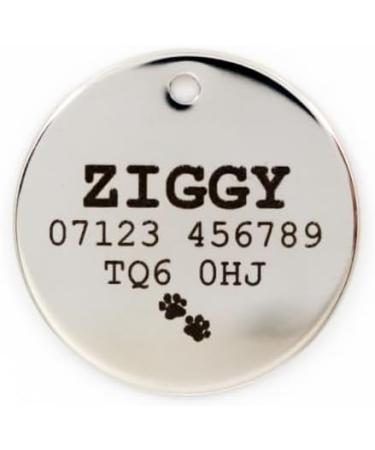 Personalised Engraved 25 32 & 36mm Glitter Paw Print Pet Tag. Bold Contrasting Text. Small Large & Very Large CAT/Dog ID Tags (Red 32mm (Medium & Large Dogs)) 32mm (medium & large dogs) Red - Buy Online on GoSupps.com