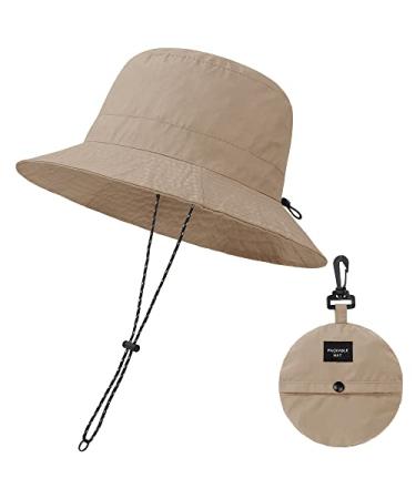 Buckets hat for Men Women Waterproof Wide Brim Sun Hats Foldable Boonie Safari Fishing Hiking Beach Hats One Size Khaki