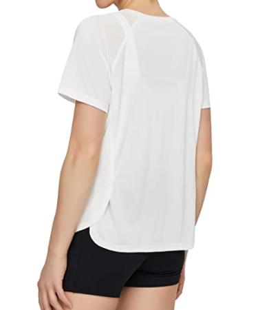 THE GYM PEOPLE Women's Short Sleeve Workout Shirts Breathable Yoga T-Shirts with Side Slits Athletic Tee Tops White X-Large