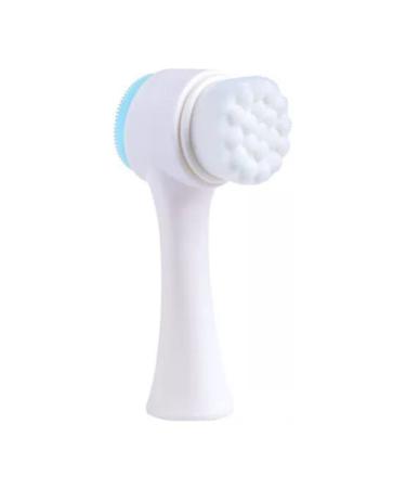 Manual Facial Cleansing Brush  Double-Headed Skin Care face Brush Silicone Face Cleaning Beauty Brush for Deep Pore Cleaning  Exfoliating (Blue)