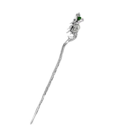 Lurrose Hair Stick Dragon Hair Pin Chinese Women Hair Chopstick Vintage Hair Stying Pin for Hair Diy Accessory (Silver)