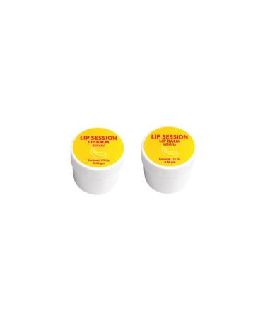 Lip Session Lip Balm Banana Flavor 0.33 Oz. Jar With Vitamin E & Cocoa Butter Everyday Lip Care for Soft Comfortable Lips (2 Pack)