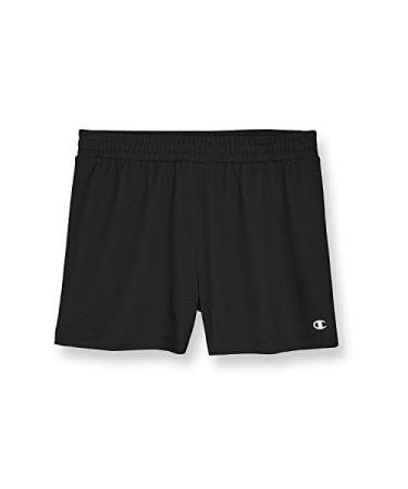 Champion Girls Shorts, Kids' Shorts for Girls, Gym Shorts, Mesh Short, 3" Little Girls 4 Black Reflective C Logo