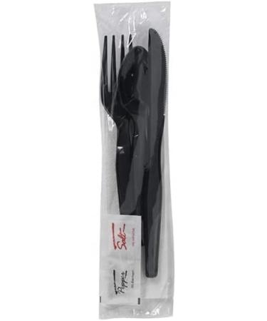 250 Plastic Cutlery Packets - Knife Fork Spoon Napkin Salt Pepper Sets | Black Plastic Silverware Sets Individually Wrapped Cutlery Kits  Plastic Utensil Cutlery Set Disposable Bulk To Go Silverware - Buy Online on GoSupps.com