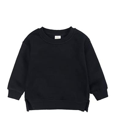 Top Fleece Coat Plus Sweatshirt Pullover Babies Solid Children's Color Girls Tops 4t Shirt Black 4-5T