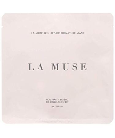 LA MUSE Skin Repair Signature Mask(1BOX / 5EA) - Premium Bio-Cellulose Sheet with Hyaluronic Acid & Peptides | Deep Hydration Elasticity and Radiance | Intensive Nourishment for Firm Glowing Skin