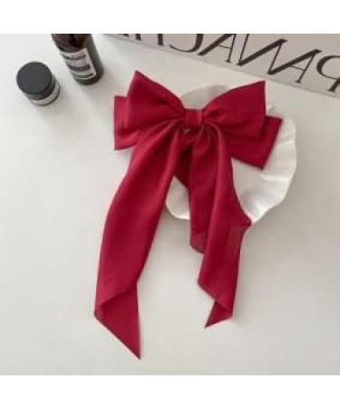 Thick Hair Clips Barrette Hairpin Silky Grosgrain Ribbon Hair Bow Tie Large Hair Clip Red Hair Accessories (Red) burgundy - Buy Online on GoSupps.com