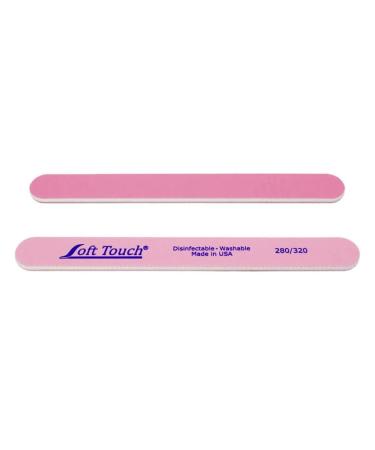 Soft Touch Nail File  Double Sided   280/320 Grit  Light/Dark Pink  for Natural Nails  7 Inch - 5 Piece 5 Pieces