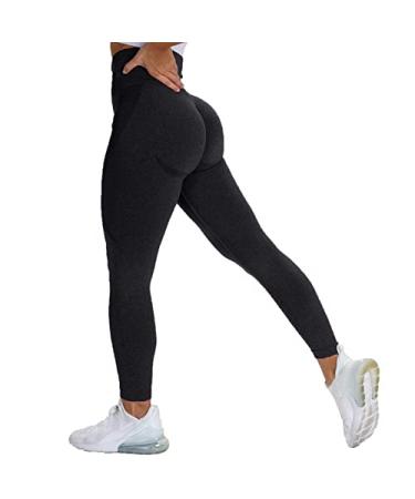 SENBAN Women's High Waisted Leggings Seamless Workout Gym Yoga Pants Vital Tummy Control Activewear Tights A Black No Squat Proof Medium