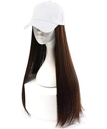 Wig Female Long Hair Cap Wig One-Piece Female Long Straight Natural Full Head Suit Net -White Hat Light Brown - Buy Online on GoSupps.com