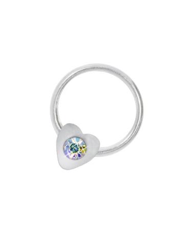 ND24 NailDesign Nail Piercing Heart Silver With Stone Iridescent - 925 Sterling Silver - Nail Art Finger Foot