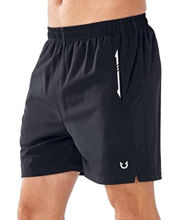 NORTHYARD Men's Running Athletic 5 inch Shorts Gym Workout Short Quick Dry Lightweight Short for Men Active Training Tennis Black Large