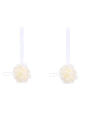 Healeved 2pcs Bath Back Brush Bathroom Back Brush Body Loofah with Handle Soft Back Brush Bath Brush Shower Brush Massage Brush Scrubber Bath Brush Handle White Back Scrub Brush mediumx2pcs