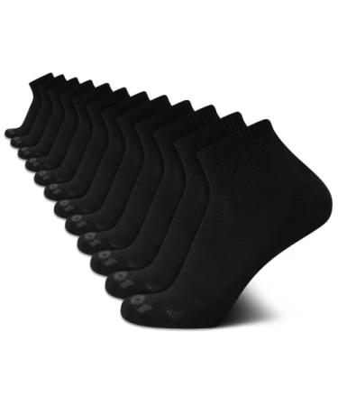 AND1 Men's Socks - Athletic Cushion Quarter Cut Ankle Socks (12 Pack) Black 6-12.5