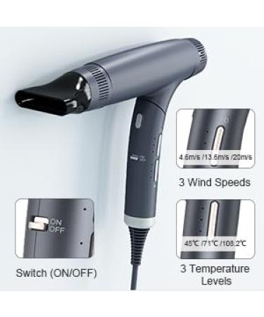 Buy Lightweight Foldable Hair Dryer - Dual Ionic Blow Dryer for Fast Drying | Travel-Friendly with 12 Modes & Powerful Brushless Motor - Buy Online on GoSupps.com