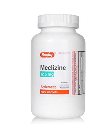 Rugby Labs Meclizine 12.5 mg Generic for Bonine Antiemetic to Prevent Nausea Vomiting and Dizziness Caused by Motion Sickness - 1000 Caplets (1 Bottle)