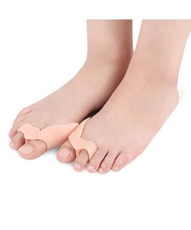1 Pair Silicone Gel foot finger Two Hole Toe Separator Thumb Valgus Protector Bunion adjuster Hallux Valgus Protection feet care Beige