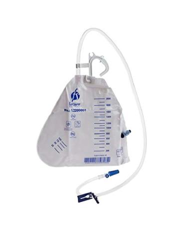 1 Urine Urinary Drainage Bag 2000 ml Antireflux Valve Vented T-Tap Outlet Drain