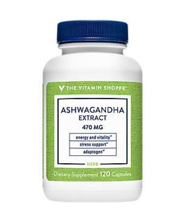 The Vitamin Shoppe Ashwagandha Extract 470MG Herbal Supplement That Provides Energy Vitality Helps with Stress Management (120 Capsules)