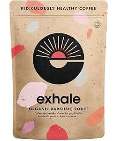 EXHALE Caf moulu biologique 225g - Sans mycotoxines et adapt au caf pare-balles. Haricots d'origine unique et 100% Arabica - Torr faction fonc e