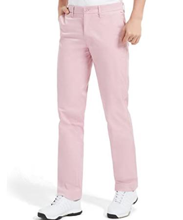 Lesmart Men Golf Pants Expandable Waistband Stretch Breathable Relaxed Fit with Pockets Pink 46W x 33L