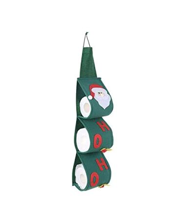 Christmas Toilet Paper Roll Storage Bag Santa Towel Holder Papers 3 Layer for Home Bedroom Bathroom Paper Roll Bags Green