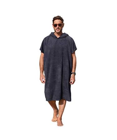 Surf Poncho Changing Towel Robe for Adults Men Women, Hooded Wetsuit Change Poncho for Surfing Swimming Bathing, Water Absorbent, Oversized Black