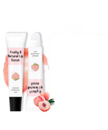 Lip Scrub Gentle Exfoliator Hydrating Scrub for Lip Prep Moisturizing Lip Care Organic Fruit Lip Scrub Balm For Lightening & Brightening Dark Lips Overnight Hydration & Moisturizer (Peach)