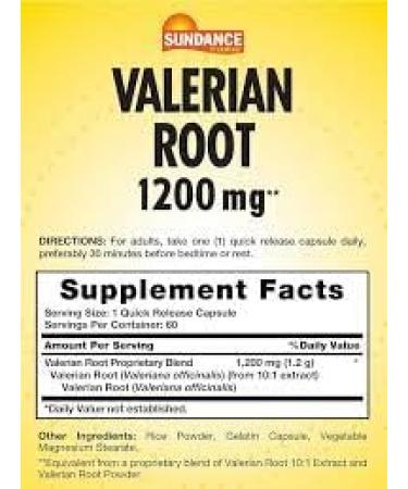 Sundance Vitamins Valerian Root 1200 mg - 60 Capsules Pack of 3 - Buy Online on GoSupps.com
