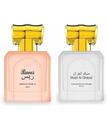 SRF Musk Al Ghazal & SRF Raees Concentrated Perfume oil Combo (Pack of 2 x 20ml) | Alcohol Free Attar Perfume Roll on