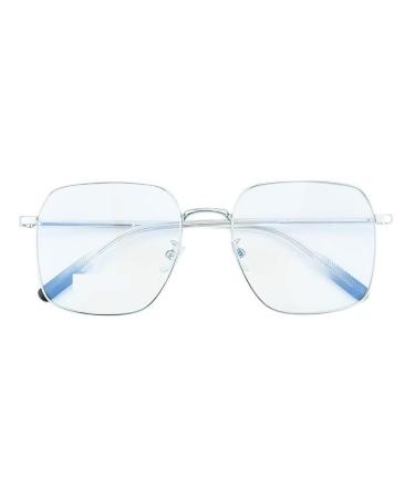 Fuqinqingoz oversized square glasses clear view computer reader presbyopia glasses anti-blue light reading flat light mirror (color: C2 size: +300) +300 C2