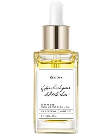 ZealSea Superfood Antioxidant Face Oil | Hydrating Vitamin E & Squalane Oil | Grapeseed Oil for Dry Skin Care & Gua Sha Massage - 0.95 Fl Oz - Buy Online on GoSupps.com