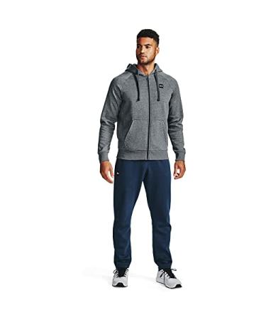 Under Armour Men's Rival Fleece Full Zip Hoodie Pitch Gray Light Heather (012)/Onyx White Large