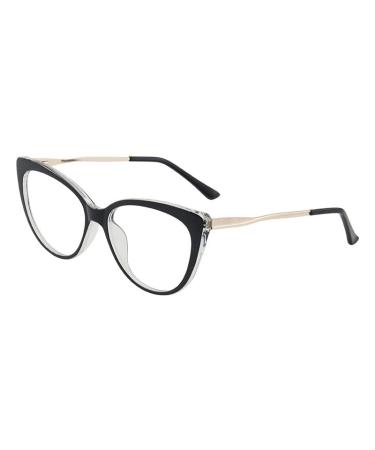 Fuqinqingoz anti-blue light computer reader cat eyes fatigue relieves glasses reading glasses stylish flat light mirror for women (color: C1 size: +300) +300 C1