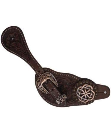 Showman Ladies Argentina Cow Leather Celtic Knot Spur Straps - Dark Brown - Buy Online on GoSupps.com