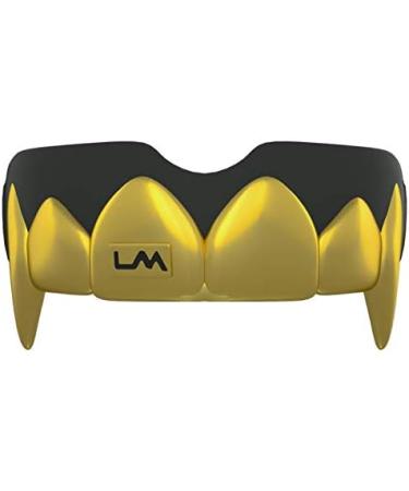 Loudmouth Sport Mouth Guard | 3D Vampire Fangs Adult & Youth Mouth Guard Sports | Boil & Bite Mouthguard for Football, Basketball, Hockey, MMA, Boxing, Lacrosse, More (3D Vampire Fangs - Black/Gold)