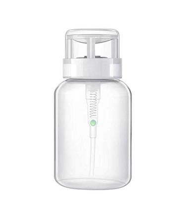LASSUM 200ml (7 oz) Push Down Empty Pump Dispenser for Nail Polish Remover Liquid Bottle White Top Cap