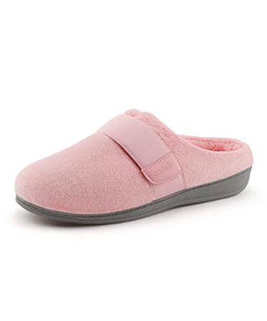 BCSTUDIO Women s Orthotic House Slippers with Arch Support Fuzzy Adjustable Ladies Shoes 10 Pink