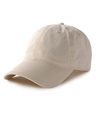 Men and Women Vintage Washed Distressed Cotton Baseball Cap Plain Blank Adjustable Classic Baseball Hat Cap Beige Medium