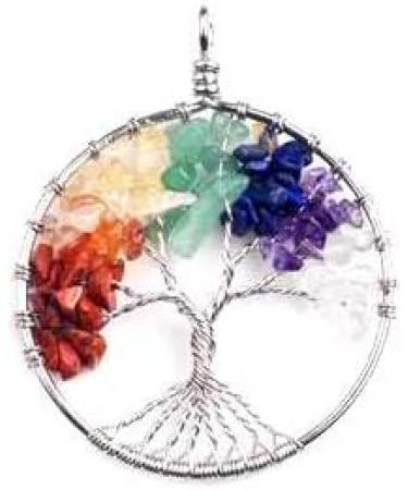 Handcrafted Tree of Life Pendant with Natural Seven Chakra Gemstones - Feng Shui Jewelry for Men & Women - Buy Online on GoSupps.com