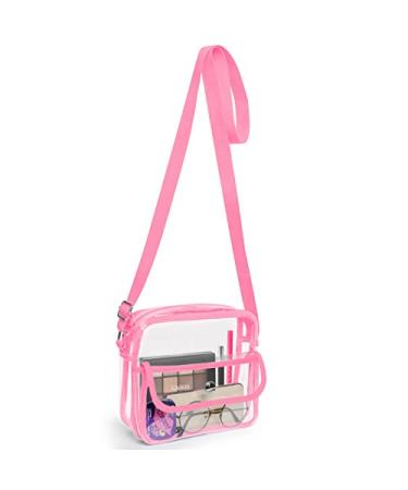 HULISEN Clear Purse, Stadium Approved Crossbody Bag, Clear Concert Bag for Women Pink