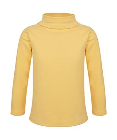 YONGHS Kids Boys Girls Turtleneck Soft Slim Fit Long Sleeve T-Shirt Solid Color Warm Pullover Yellow 7-8