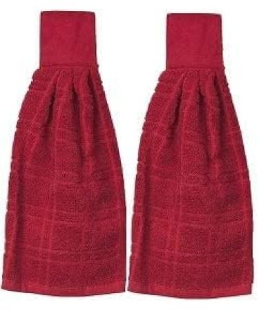 Kovot Set of 2 Cotton Hanging Tie Towels - Red | Hook & Loop Latch | Kitchen Towels - Buy Online on GoSupps.com