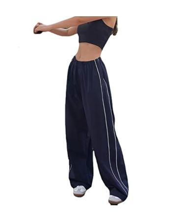 MANGMAO Y2k Pants Women Track Pants Y2k Women Baggy Pants Womens Parachute Pants Y2k Clothing Navy Small