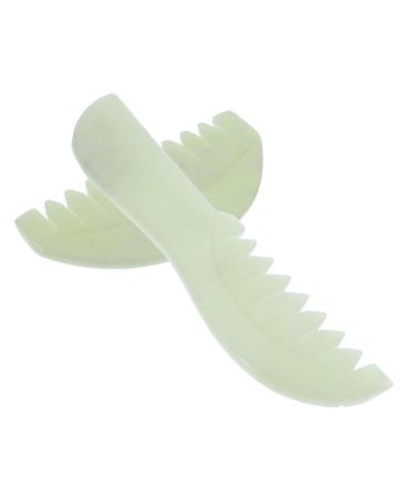 Tovinanna 2 pieces Jade Kamm head massage curve scalp ridge scratch combat scratching ridge for head scratch massage Tools Head Acupunkt Massage Chambers Portable Jade Massagek mmen scalp