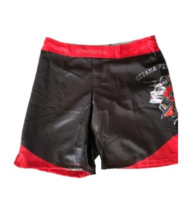 GITANA FIGHTWEAR Red Gypsy Men's MMA Fight Shorts, No-Gi, BJJ, Jiu Jitsu, Grappling, Sparring Shorts Medium