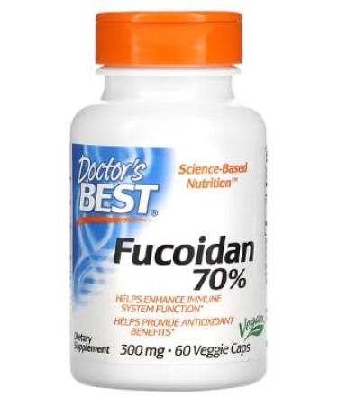 Doctor's Best Fucoidan 70%, 300mg - 60 Vegetable Capsules | Immune and Antioxidant Support