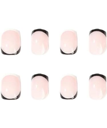 24PCS Black & White French Style Edge Fake Nails - Full Cover Press on Nails for Daily Wear - Buy Online on GoSupps.com