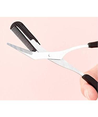Ericotry Professional Precision Eyebrow Trimmer Scissors with Comb - Black/Silver - Men/Women Hair Removal and Grooming - Buy Online on GoSupps.com