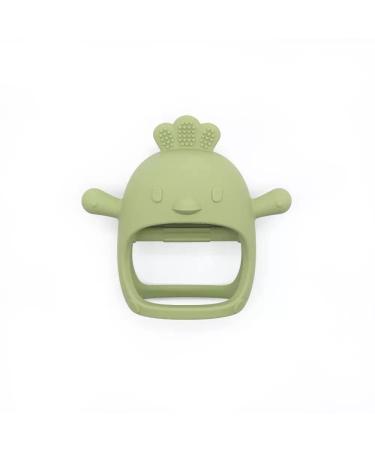 MOMMYS BABY Silicone Teether Set for Infants | Chew Mitten Pain Relief | Olive Green Chick & Dusty Blue Triceratops | Soothing 2 in 1 Teething Toy | Anti-Drop Handle for Easy Grip - Buy Online on GoSupps.com